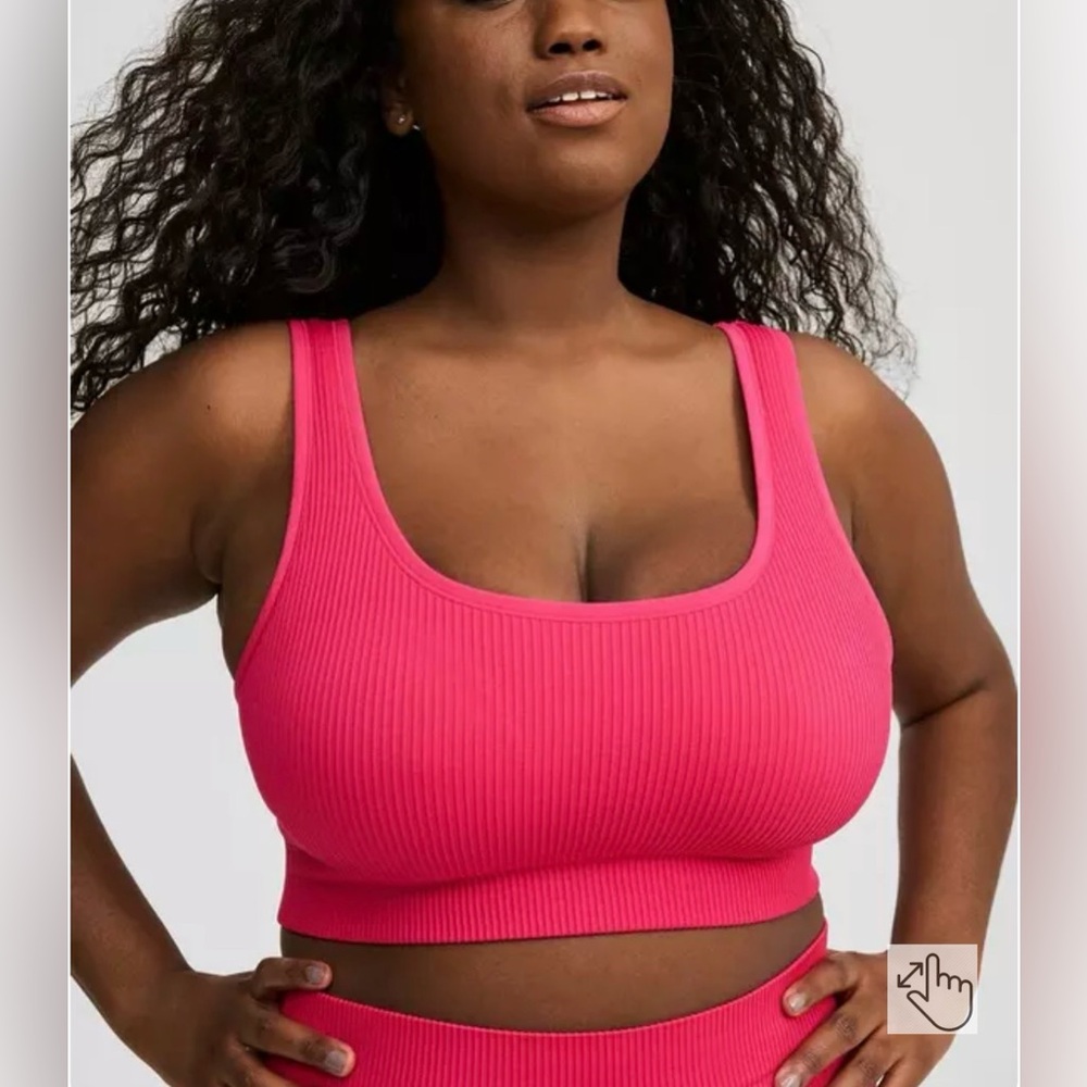 Torrid Lightly Lined Seamless Ribbed Scoop Bralette Pink Peacock Sz 4 - Picture 2 of 8